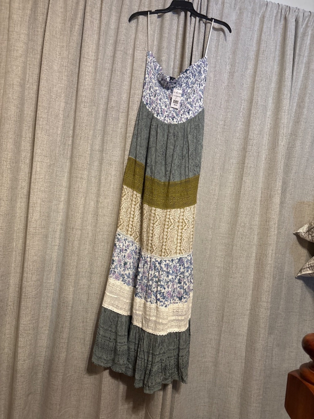 Boho Patchwork Strapless Dress